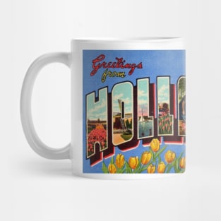 Greetings from Holland Michigan, Vintage Large Letter Postcard Mug